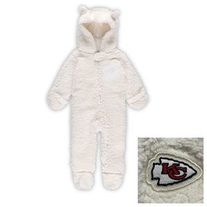 🆕 KC Chiefs NFL Cream Sherpa Infant Full Zip Sleeper 18 Months